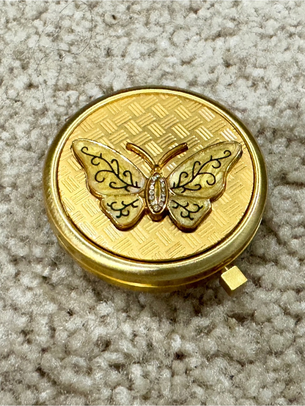 Neiman Marcus Vintage Gold Butterfly Compact Mirror